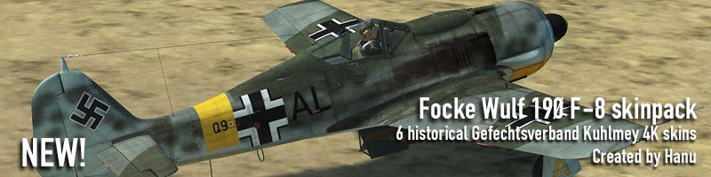 6 historical Gefechtsverband Kuhlmey FW 190 F-8 4K skins. 6 historical Gefechtsverband Kuhlmey FW 190 F-8 4K skins.